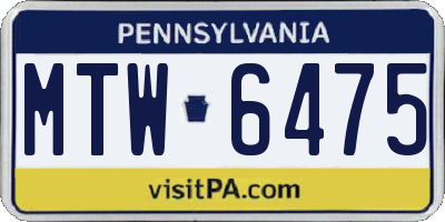 PA license plate MTW6475
