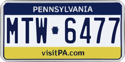 PA license plate MTW6477