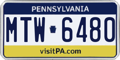 PA license plate MTW6480
