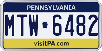 PA license plate MTW6482