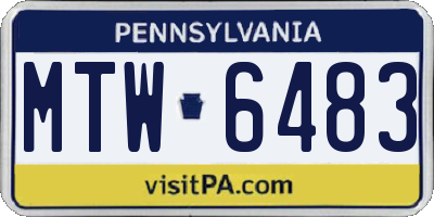 PA license plate MTW6483