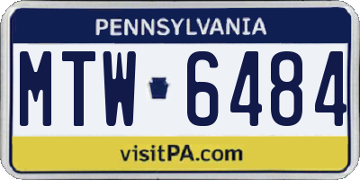 PA license plate MTW6484