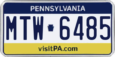 PA license plate MTW6485