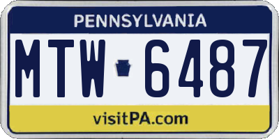 PA license plate MTW6487