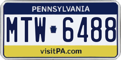 PA license plate MTW6488