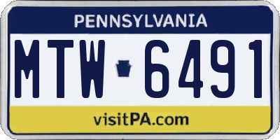 PA license plate MTW6491
