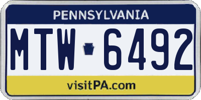 PA license plate MTW6492