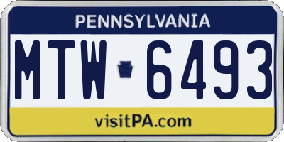 PA license plate MTW6493