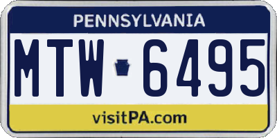 PA license plate MTW6495
