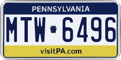PA license plate MTW6496