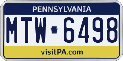 PA license plate MTW6498