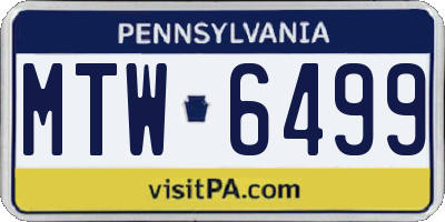 PA license plate MTW6499