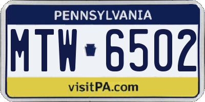 PA license plate MTW6502