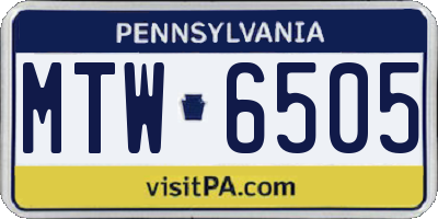 PA license plate MTW6505