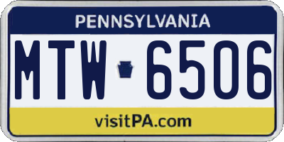 PA license plate MTW6506