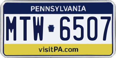 PA license plate MTW6507
