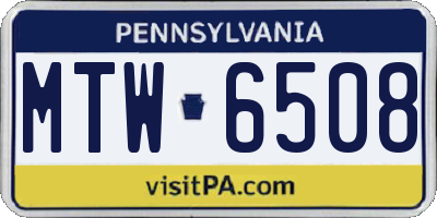 PA license plate MTW6508