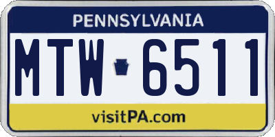 PA license plate MTW6511
