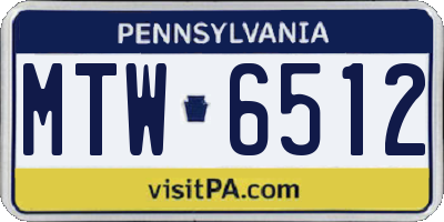 PA license plate MTW6512