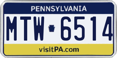 PA license plate MTW6514