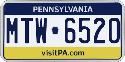 PA license plate MTW6520