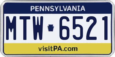 PA license plate MTW6521