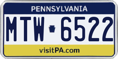 PA license plate MTW6522