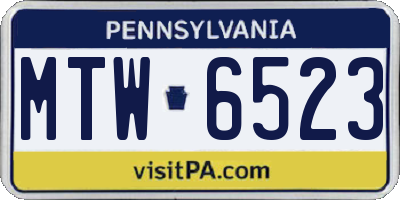 PA license plate MTW6523