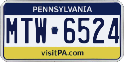 PA license plate MTW6524