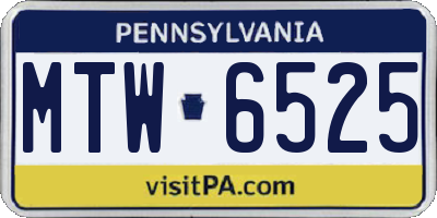 PA license plate MTW6525