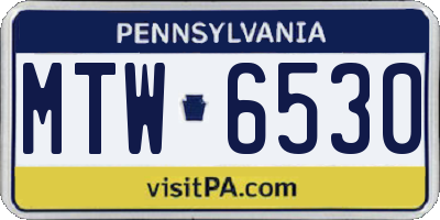 PA license plate MTW6530
