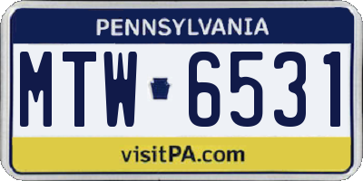 PA license plate MTW6531