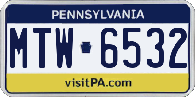 PA license plate MTW6532