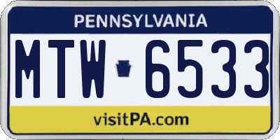 PA license plate MTW6533