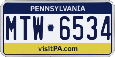PA license plate MTW6534