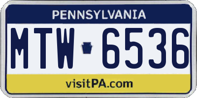 PA license plate MTW6536