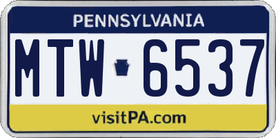 PA license plate MTW6537