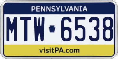 PA license plate MTW6538