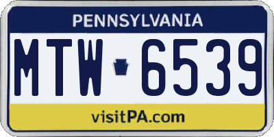 PA license plate MTW6539