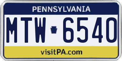 PA license plate MTW6540
