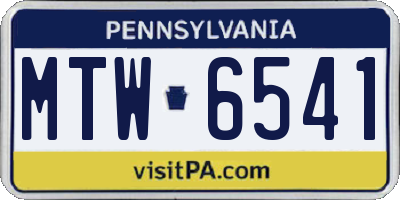 PA license plate MTW6541