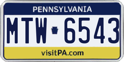 PA license plate MTW6543