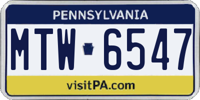 PA license plate MTW6547