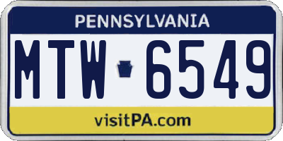 PA license plate MTW6549