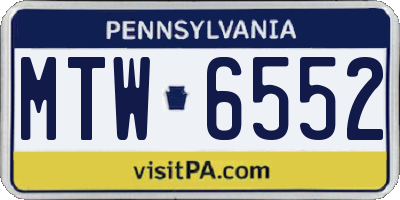 PA license plate MTW6552