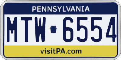 PA license plate MTW6554