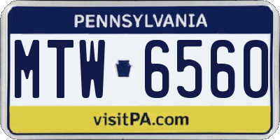 PA license plate MTW6560