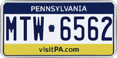 PA license plate MTW6562