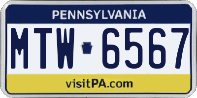 PA license plate MTW6567