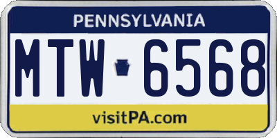 PA license plate MTW6568